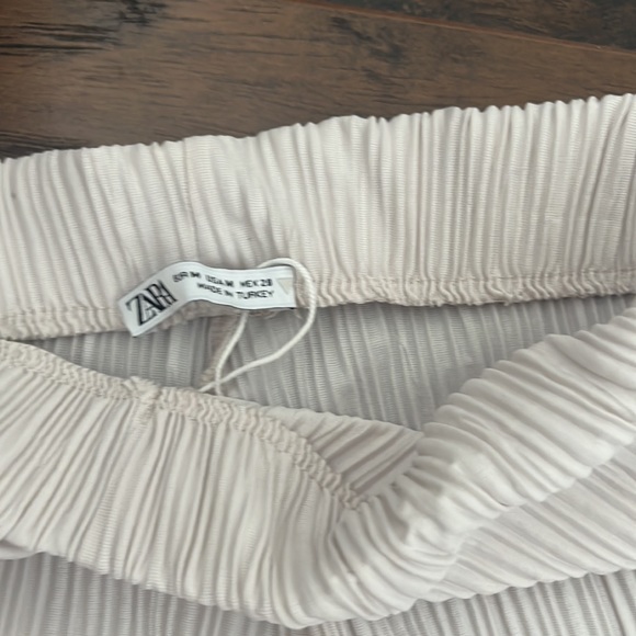 ZARA Cream Ribbed Pants - Picture 3 of 3